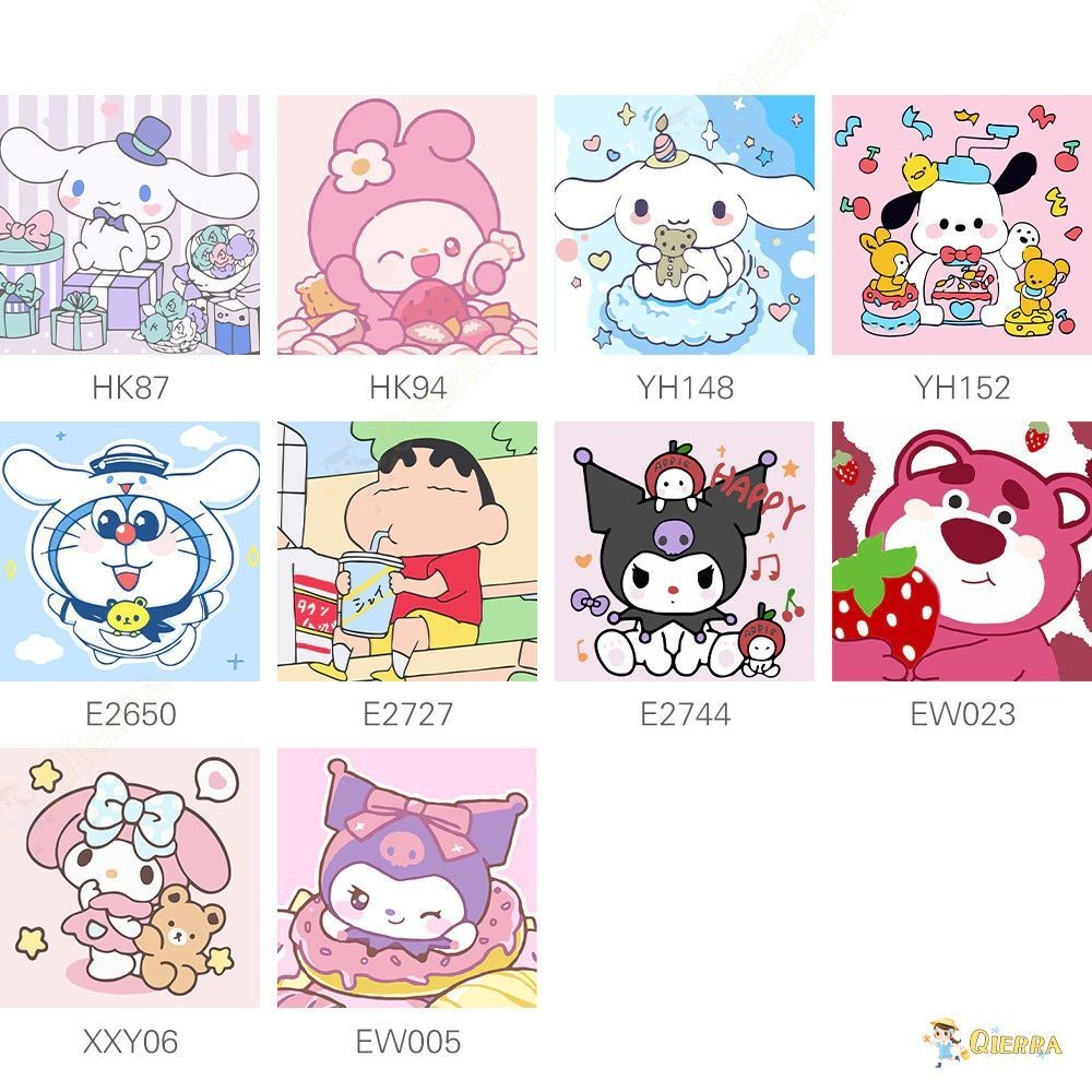 

KING ATK Kanvas lukis moftif sanrio anime kuromi, kanvas motif karakter DIY painting 1 set kuas cat frame DIY painting Creative DIY Paint digital 20x20 30x30 kanvas lukis lengkap