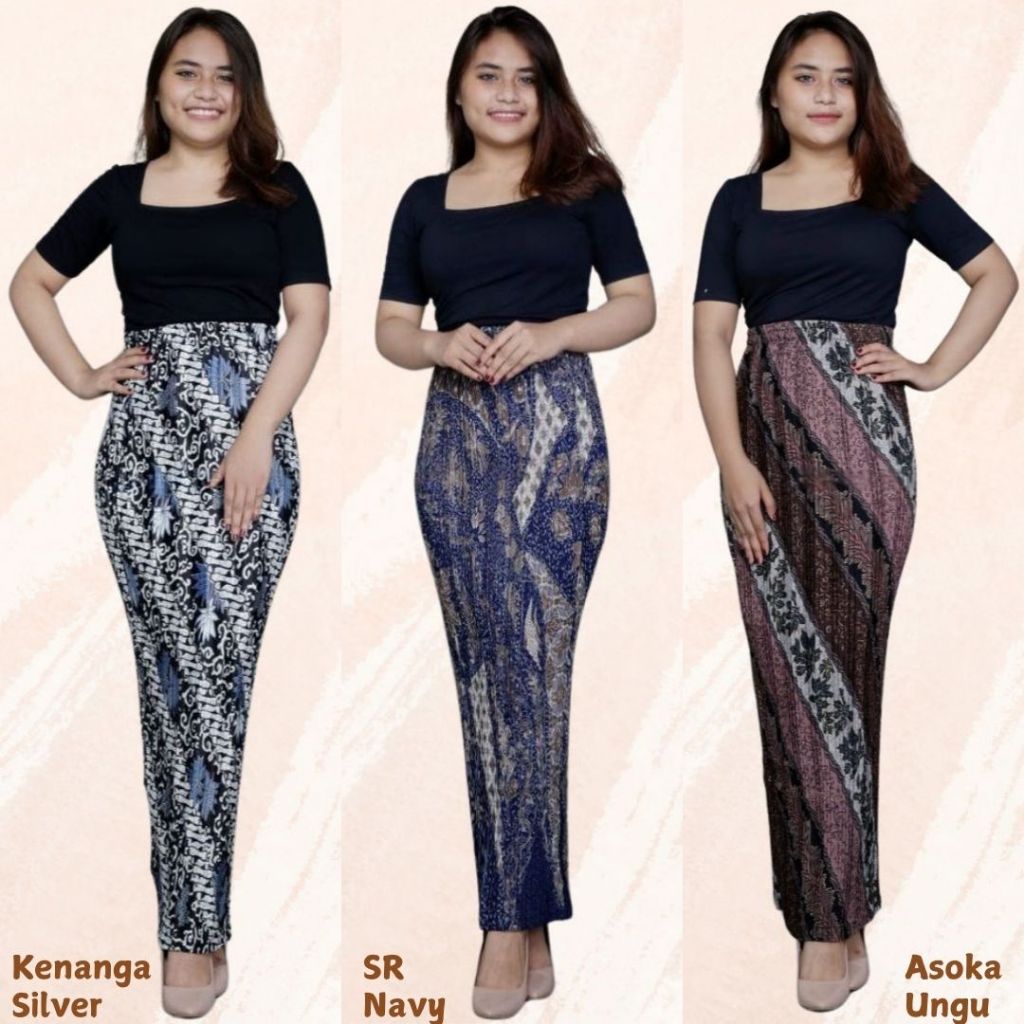 TERBARU ...  Bawahan Kebaya Modern / Rok Plisket Batik Motif Asoka Ungu dan Pilihan Motif Lainnya