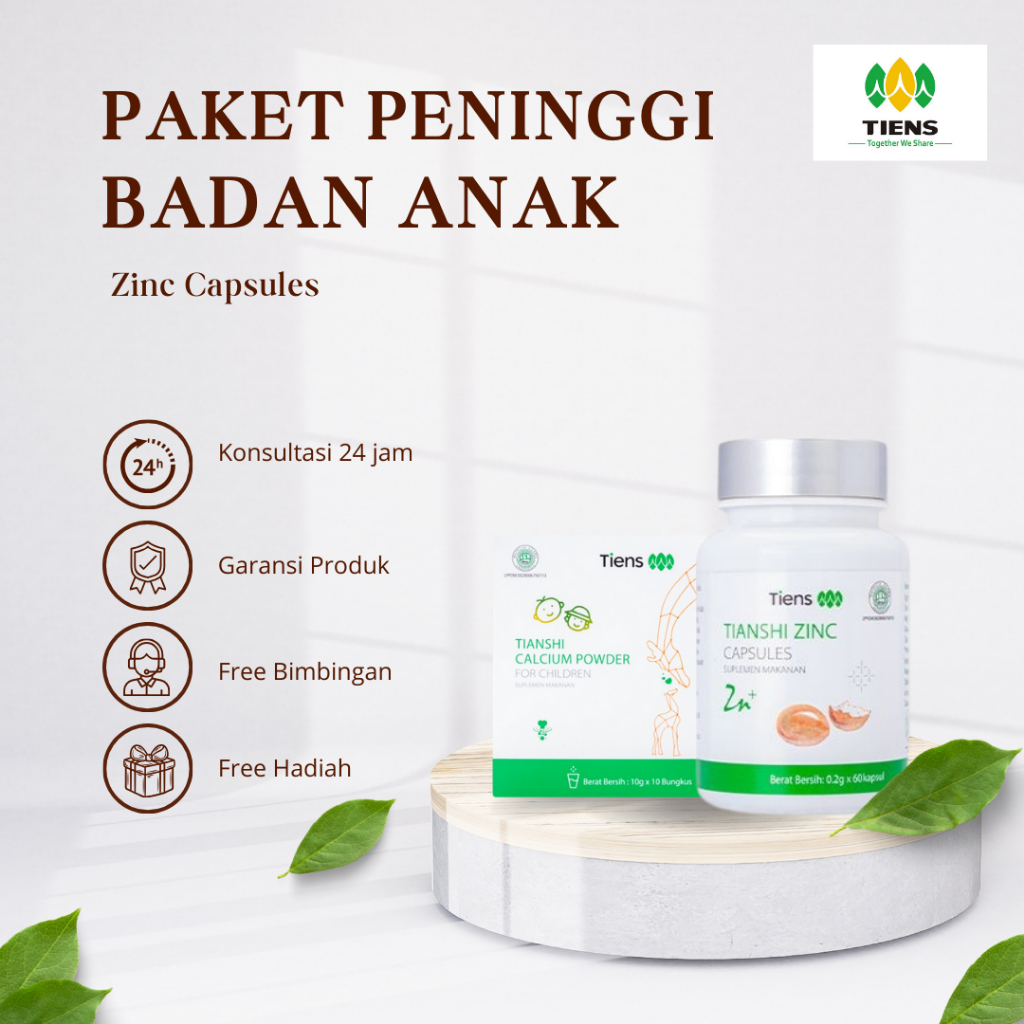 SUSU PENINGGI BADAN ANAK 1 SAMPAI 12 TAHUN - SUSU CALSIUM & ZINC LAKTAT TIENS ORIGINAL HALAL BPOM - 