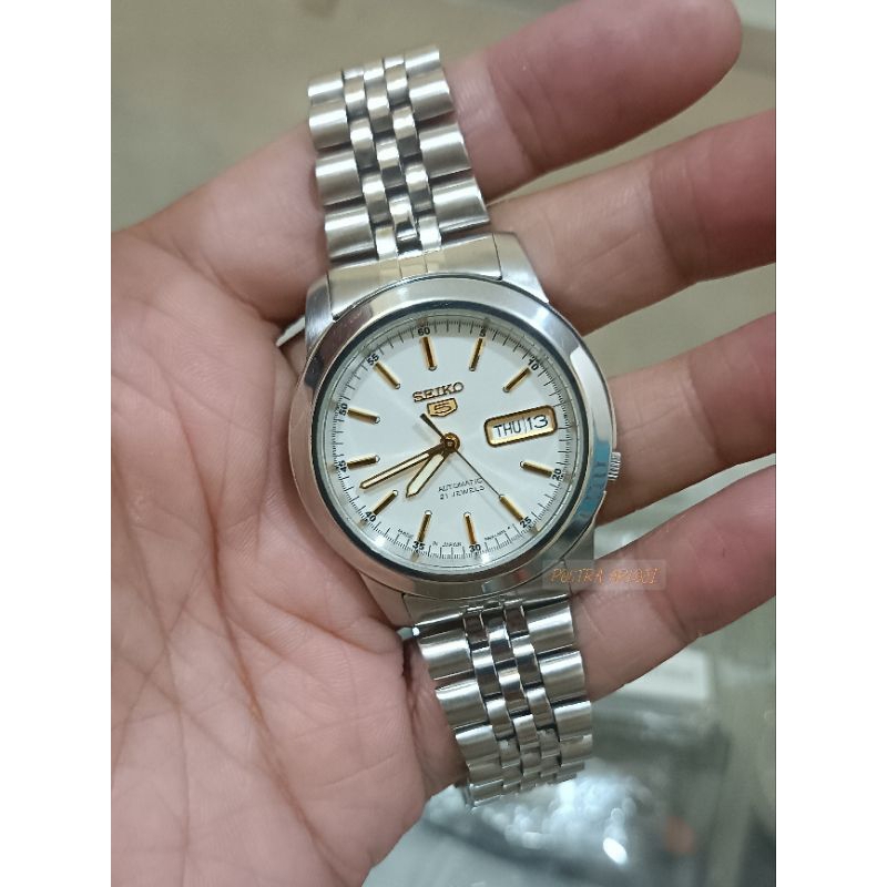 Seiko 5 otomatis sunbrust white dial cal 7s26 JDM