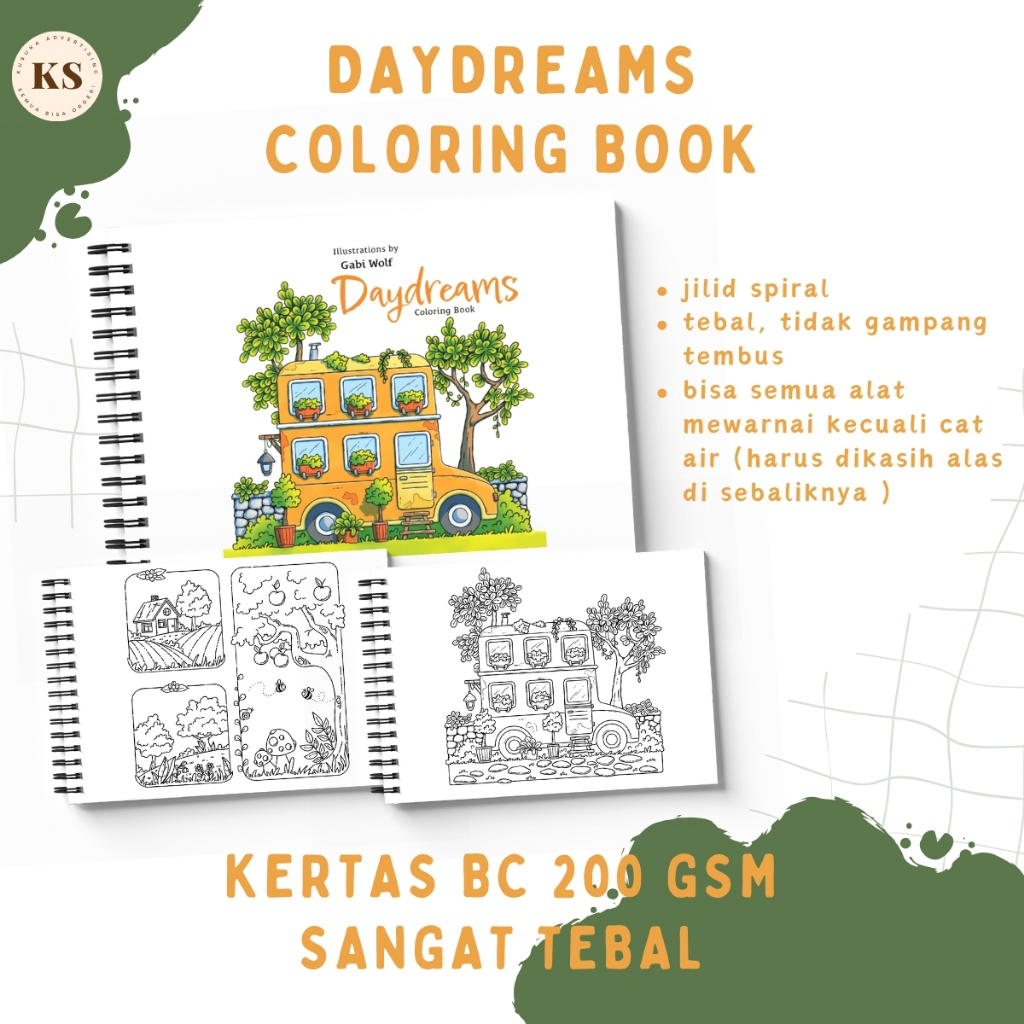 

DAYDREAM Coloring Book For Adults And Teens For Relaxation Buku Mewarnai Kertas Tebal Healing Therapy Ukuran A4