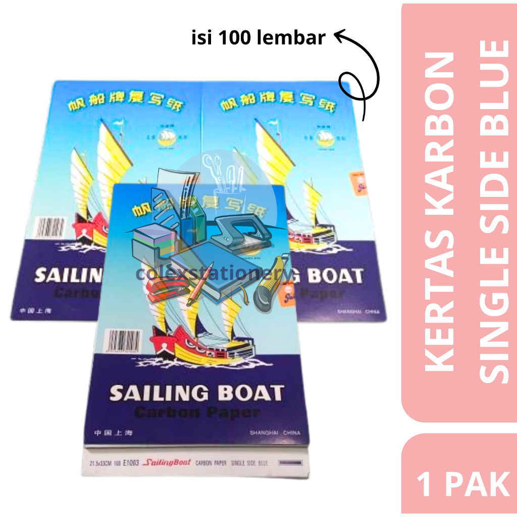 

[1 PAK] Kertas Karbon / Kertas Karbon Warna Biru / Single Side Carbon Paper Ukuran Folio Isi 100 Lembar Sailing boat