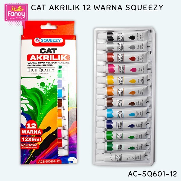

CAT ACRYLIC SQUEEZY SET 12 WARNA BESAR 9 ML COLORS HIGH QUALITY