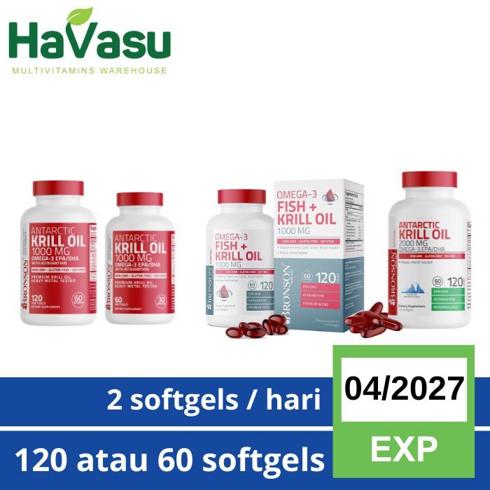 Bronson Antarctic Krill Oil 1000Mg With Omega 3 EPA DHA Astaxanthin OR Omega-3 Fish + Krill