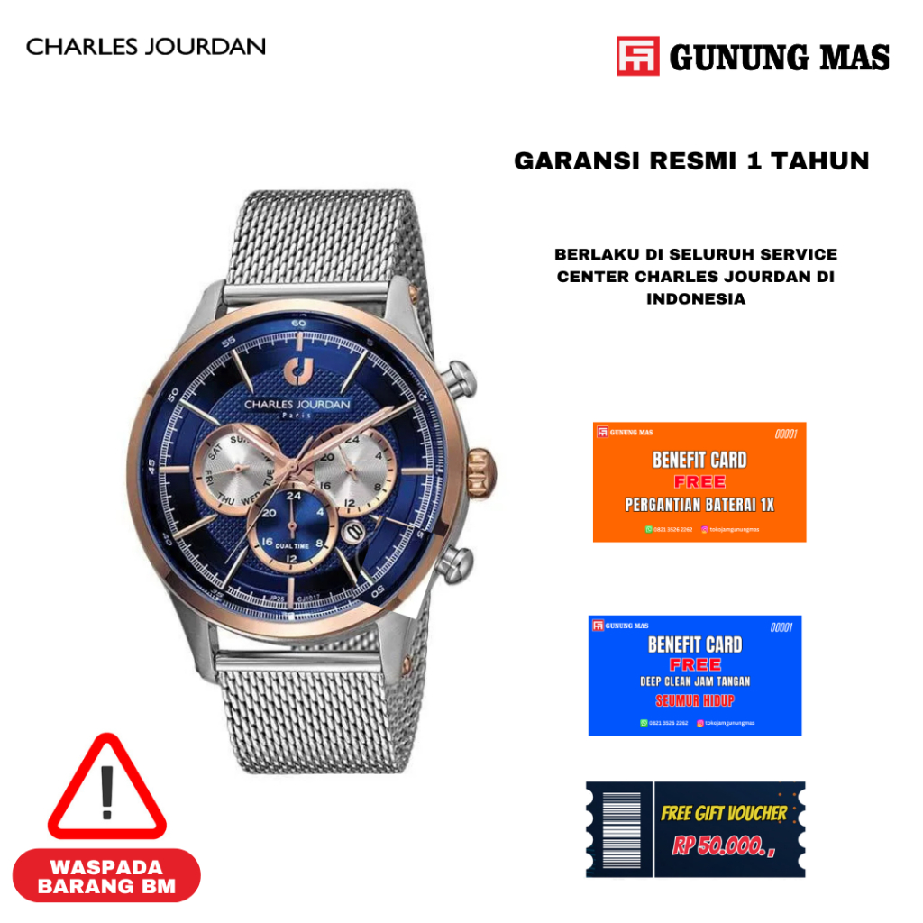 Charles Jourdan CJ1017-1382 Jam Tangan Pria 100% Original