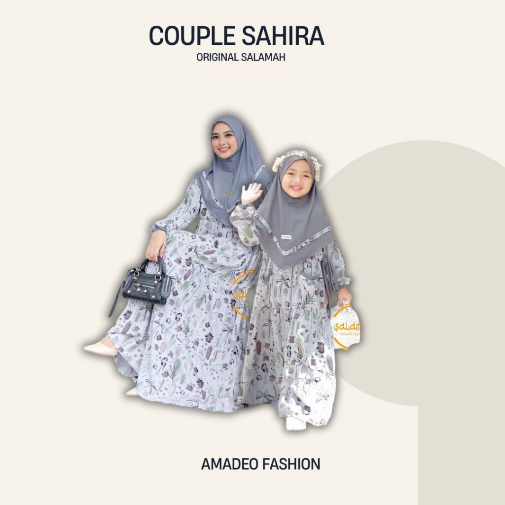 Couple Baju Ibu & Anak Perempuan | Gamis Couple SAHIRA Grey Series | Untuk anak Usia 2-15 Tahun