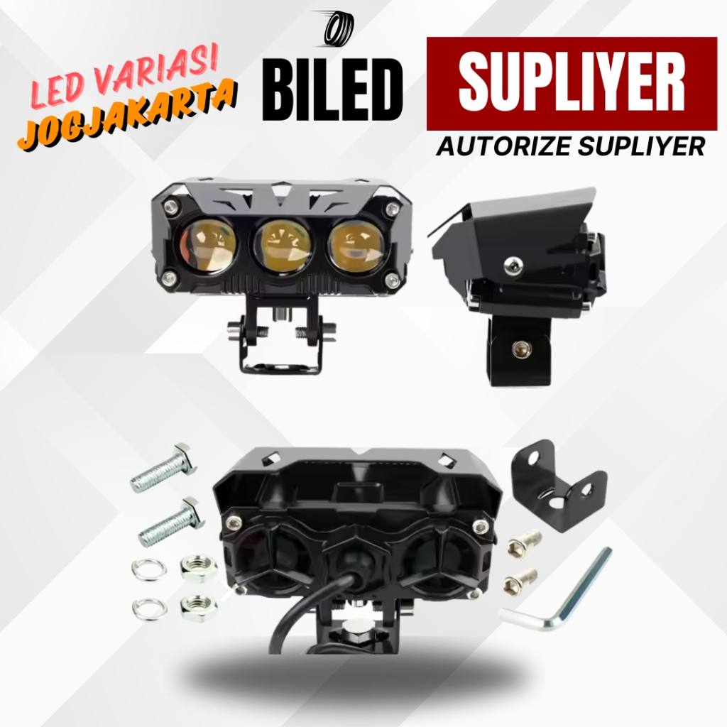 LAMPU LED 3 mata TEMBAK LASER SQL 3 MATA Spotlight Waterproof MOBIL MOTOR 2 WARNA