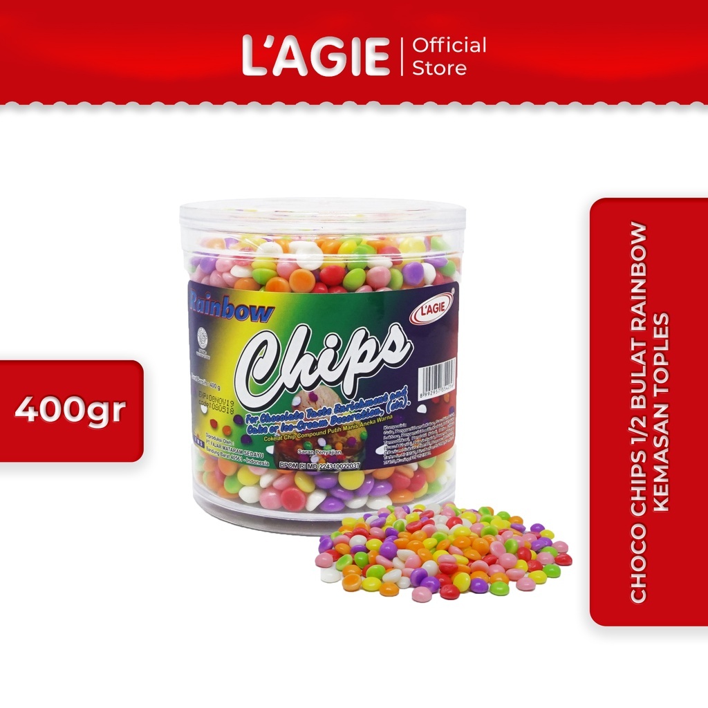 

Lagie Coklat Choco Chips 1/2 Bulat Rainbow 400gr