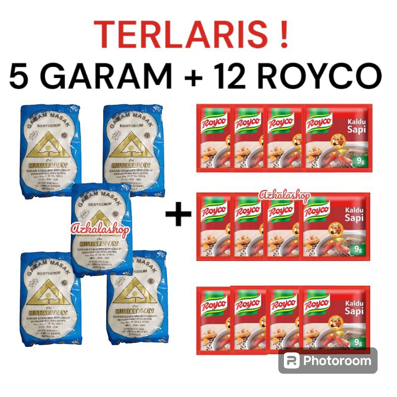 

TERMURAH ! Paket bumbu dapur 5 pcs garam + 12 pcs Royco | bumbu penyedap dan garam halus