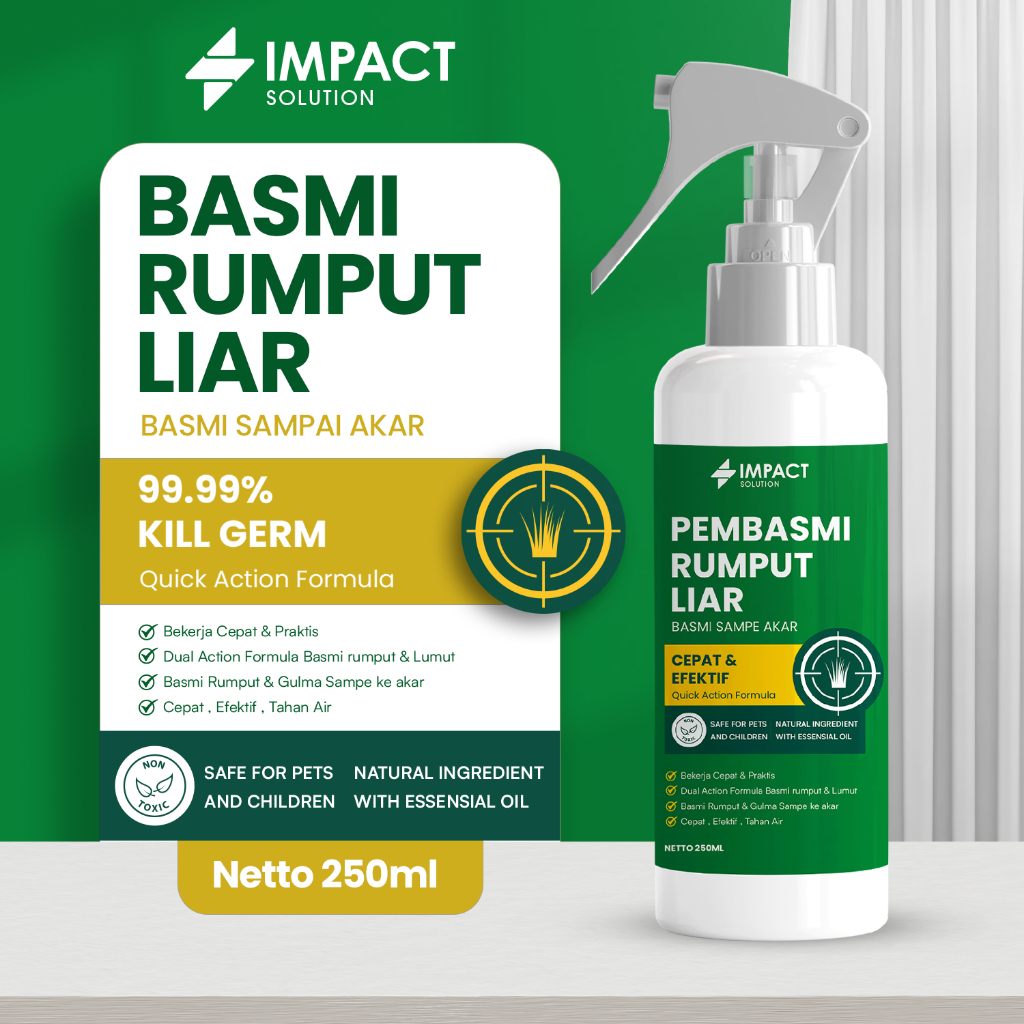 IMPACT Racun Rumput Liar 250ml | Pembasmi Rumput & Gulma Herbisida Ampuh Obat Rumput Liar Cepat Kerj