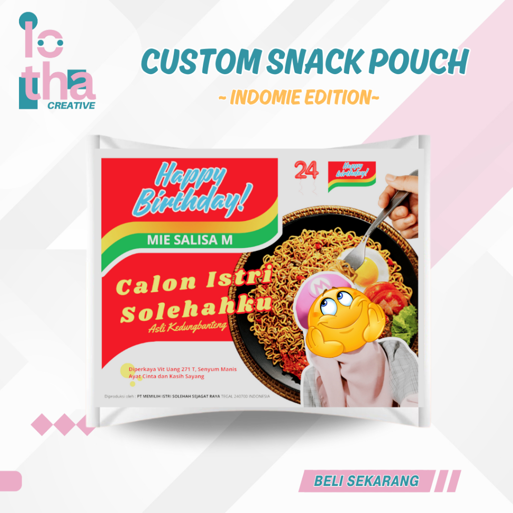 

Snack Custom Bungkus Pouch Jumbo Ala Indomie Edition