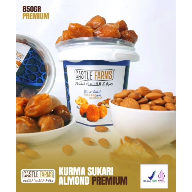 

Castle Farms - Kurma Sukari Mixed Almond Kemasan Ember 850 gram premium
