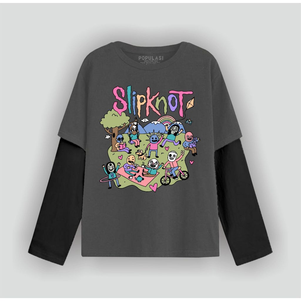 onthread clothing T-shirt Double layer slipknot long sleeve kaos pria