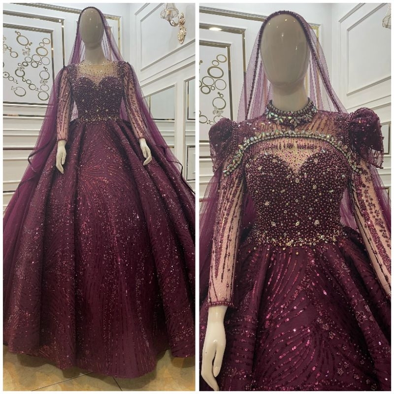 GAUN BARBIE PENGANTIN MEWAH BEREKOR |BAJU PENGANTIN WEDDING | GAUN WEDDING MUSLIMAH | KEBAYA BEREKOR