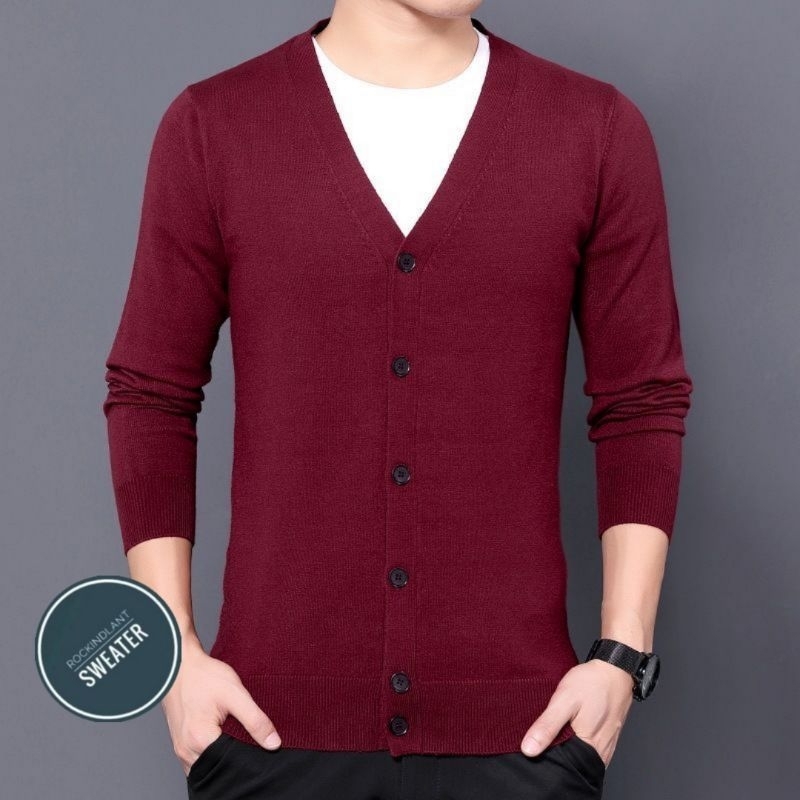 Cardigan Casual Polos/Sweater Cardigan Polos/Sweater Rajut Polos/Sweater Pria