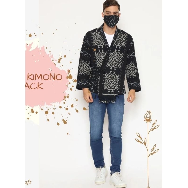 BLAZER PRIA WARNA HITAM TENUN MOTIF KALIMANTAN