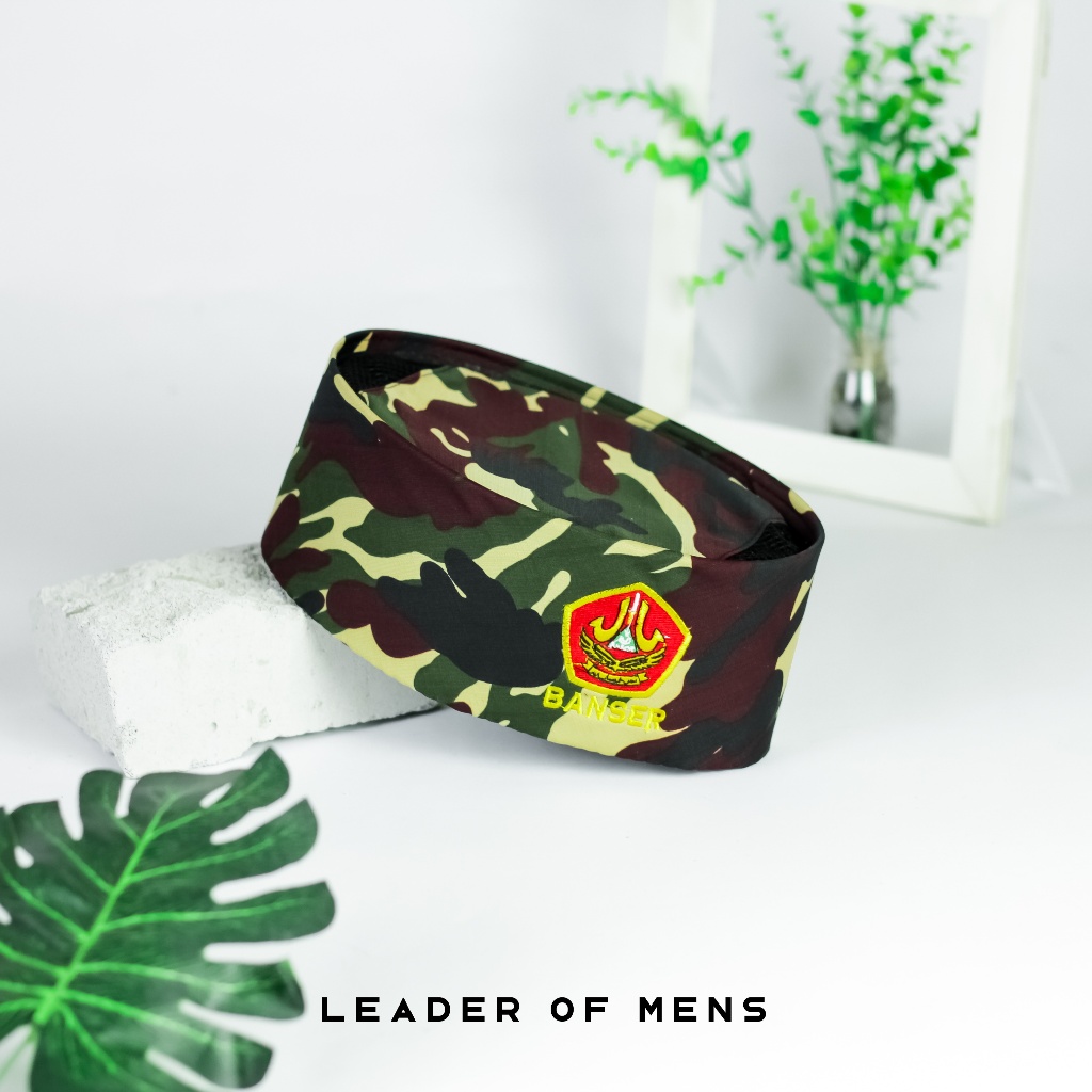 Peci Songkok Loreng Banser AC Kopiah Logo Banser Bordir Bahan Dril Twill Premium Waterproof