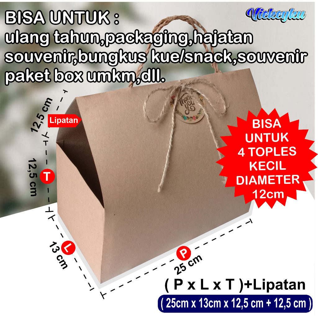 

TAS KADO Paper Bag coklat Polos 25cm x13cm x12,5cm | hampers Paper bag murah