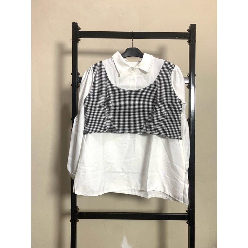 blouse kotak/blouse/blouse vest/blouse/blouse 2in1
