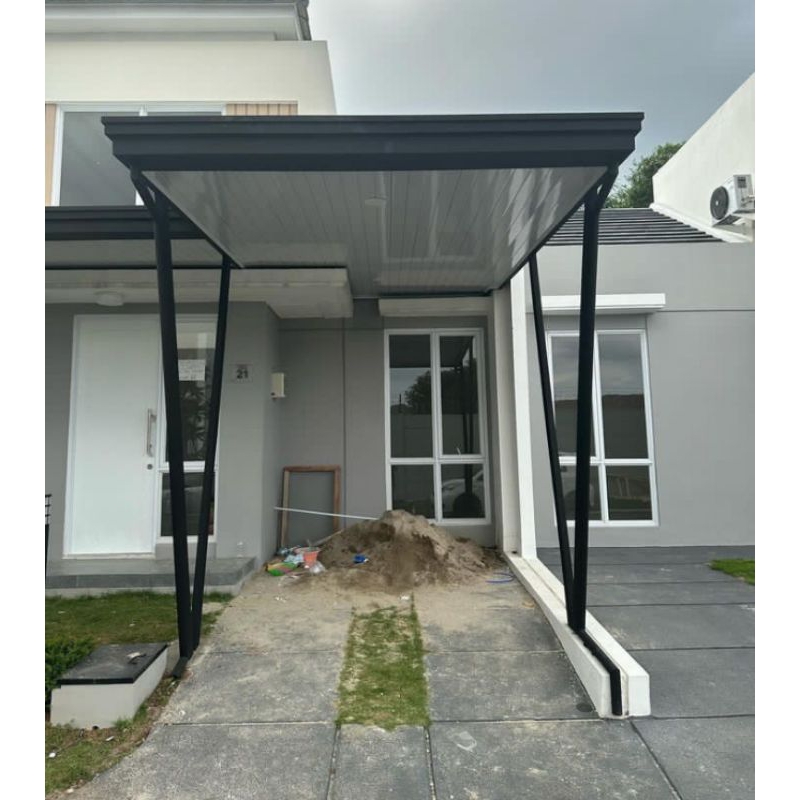 kanopi perofilan kombinasi plafon PVC warna putih