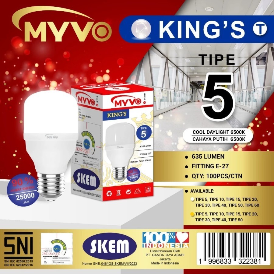 Myvo Lampu LED 5watt - 60w Garansi / Myvo King's Lampu LED Awet / Myvo King Lampu LED Garansi SNI