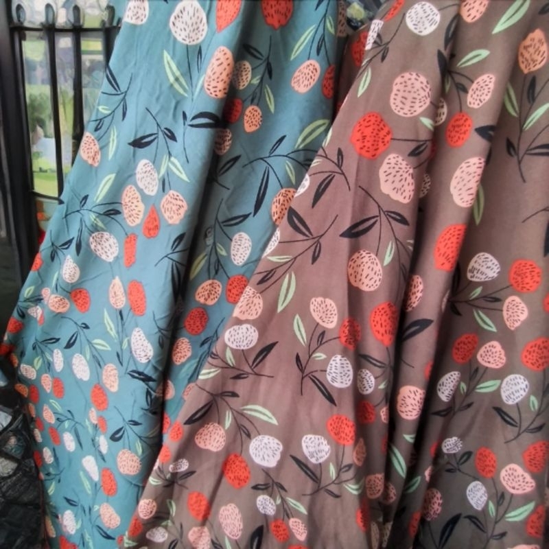 bahan kain katun rayon motif bunga /kain rayon viscose premium