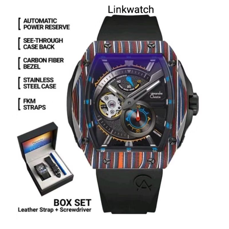 Alexander Christie AC 6608 Automatic MAREPBANV Jam Tangan Pria Rubber Chronograph Original