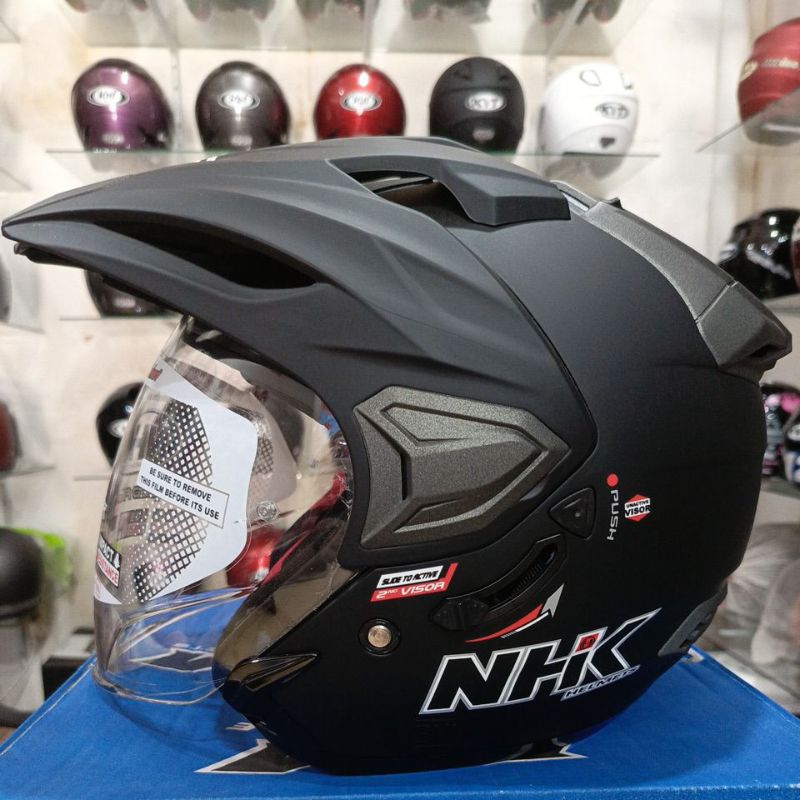 Helm NHK Predator Solid Half Face Original / Ada fitur Smart Sefty / Tersedia Warna : Hitam Doff, Me