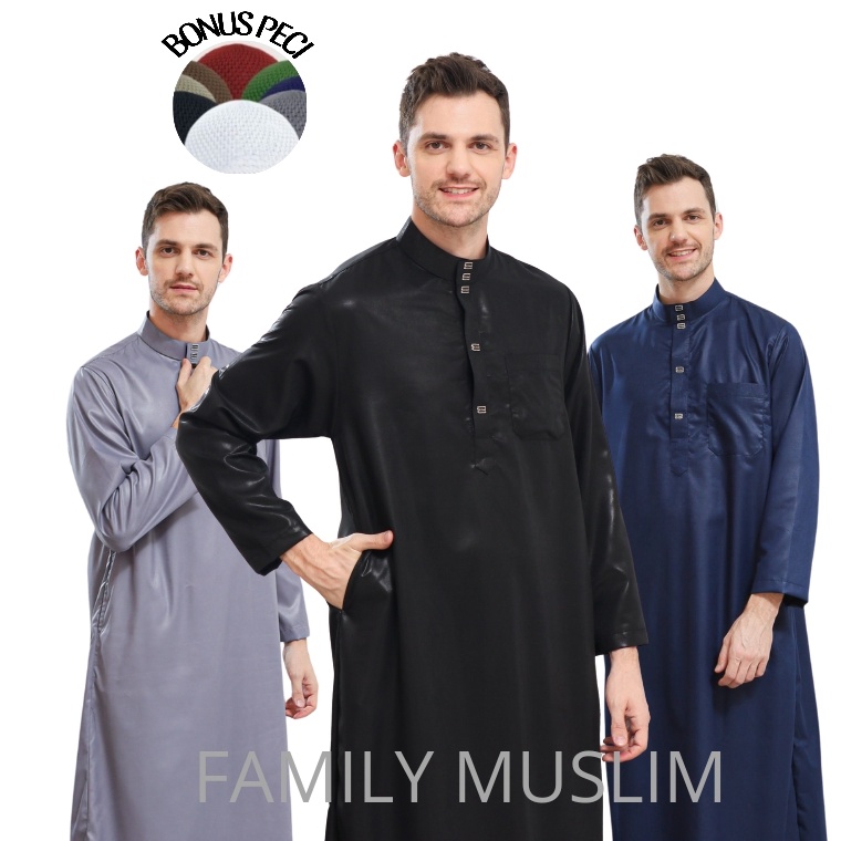 Menarik Jubah DUBAI gamis jubah pria dewasa dan remaja lengan panjang polos new motif terbaru premiu