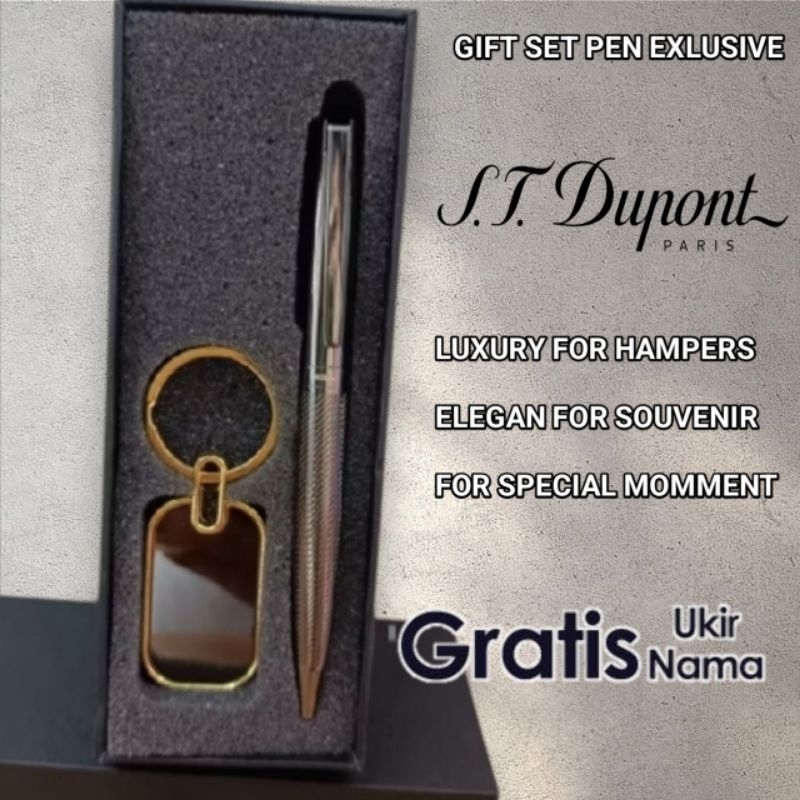 

Pulpen Giftset Exlusive 2 In 1 Pen & Key Chain St Dupont Gratis Grafir Nama