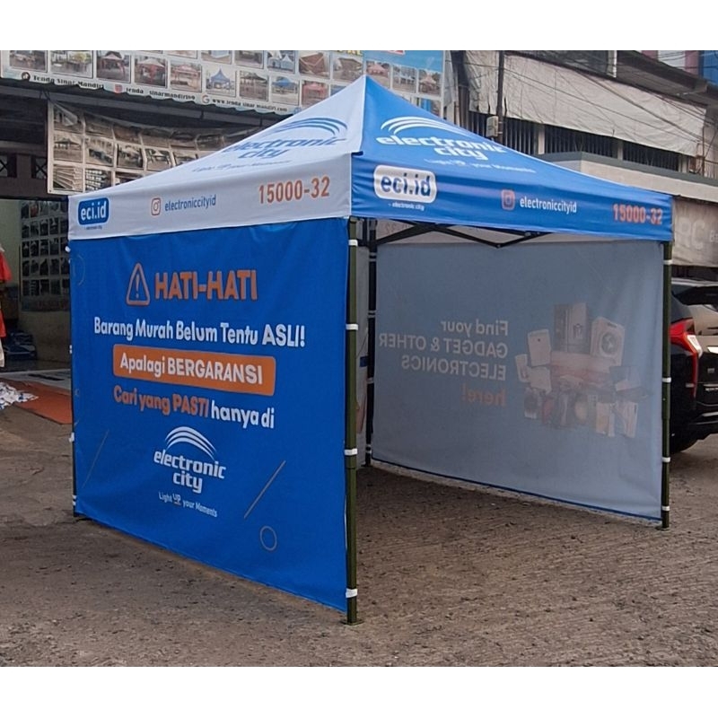 Tenda lipat 3x3 custom + 3sisi printing