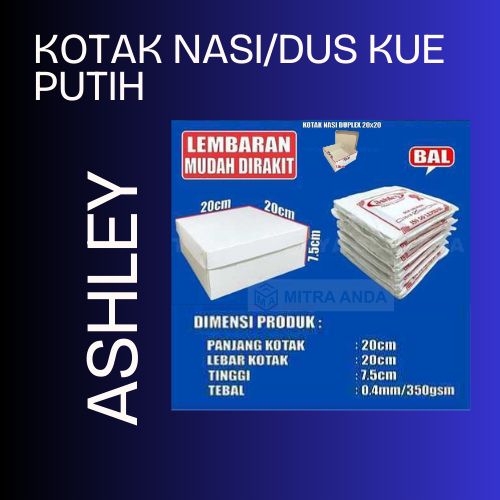 

Ashley Kotak Nasi/Dus Kue 20X20cm Putih Isi 50 pcs/pack