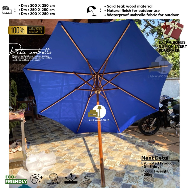 payung cafe outdoor jumbo jati dari lanawooden kain kantata drill kuat sampai 2 tahun lanawooden pay