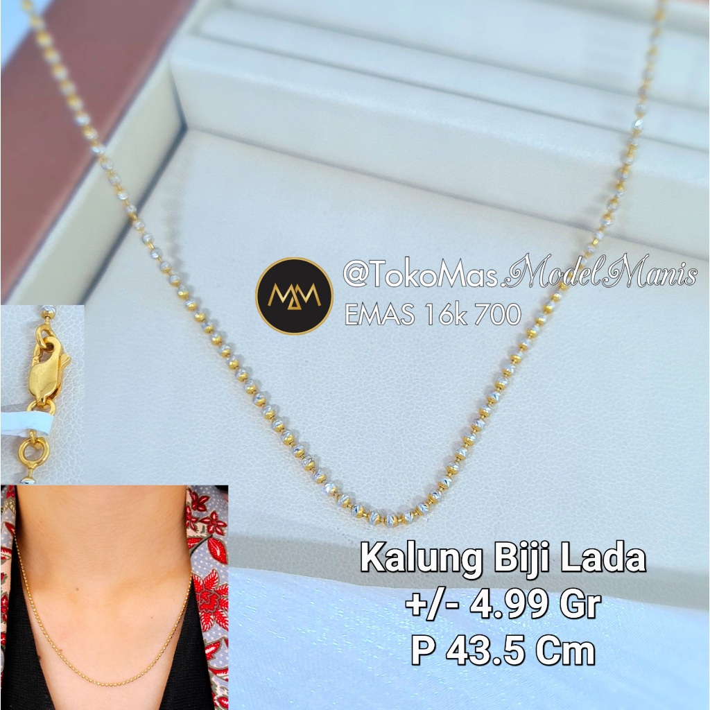 Kalung Biji Lada Ukir Kuning 700 kadar 16k