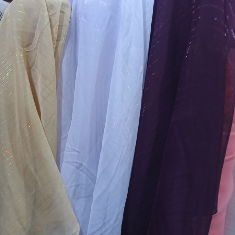 Kain Sifon Yoryu Polos - Kain Sifon Yoryu Glitter - Kain Bahan Selendang - Kain Sifon Premium