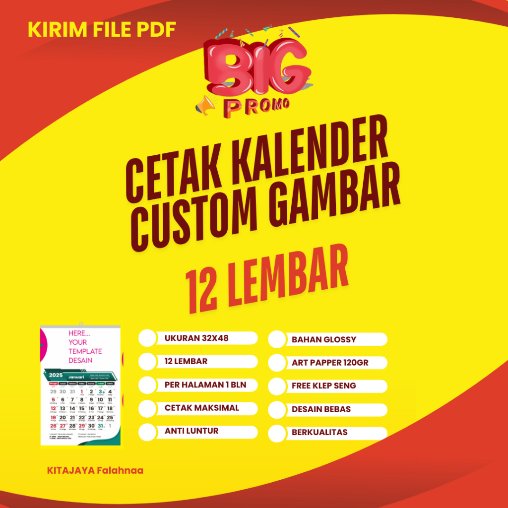 

KALENDER 2026 CUSTOM 12 LEMBAR