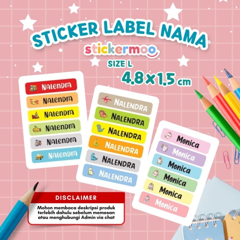 

STIKER LABEL NAMA ANAK LUCU SIZE LARGE - PRINTIFYMOO