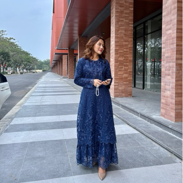 CHOIX | Gamis Pesta Biru Dongker Navy Baju Muslim Dress Pesta/Lebaran/Tunangan