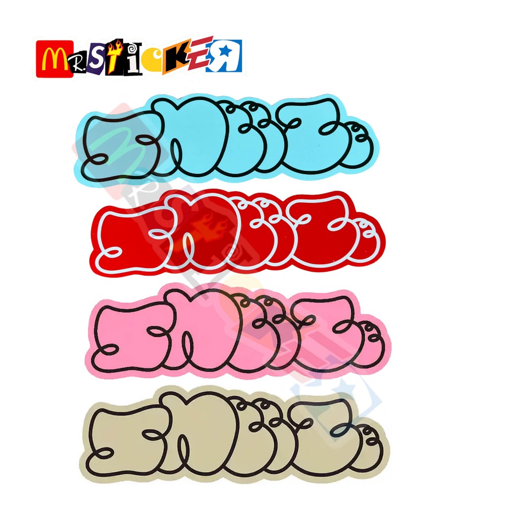 

sticker Sneeze magazine logo aqua blue, red, beige, pink diecut sticker