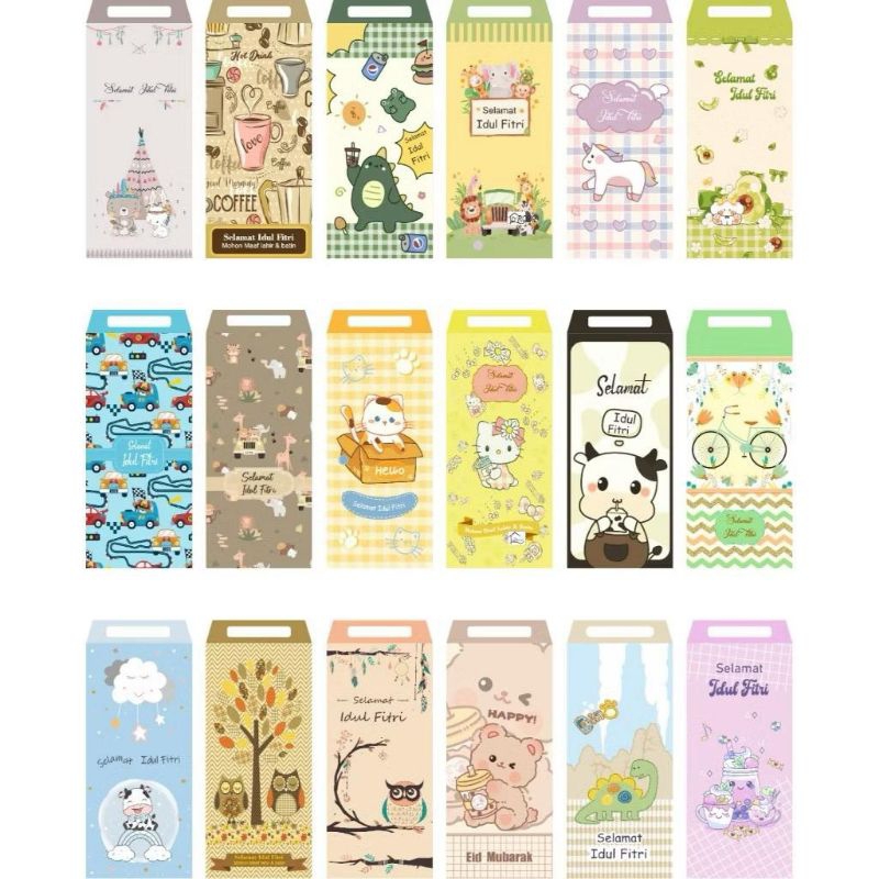 

10pcs AMPLOP LEBARAN PANJANG / AMPLOP IDUL FITRI MOTIF LUCU