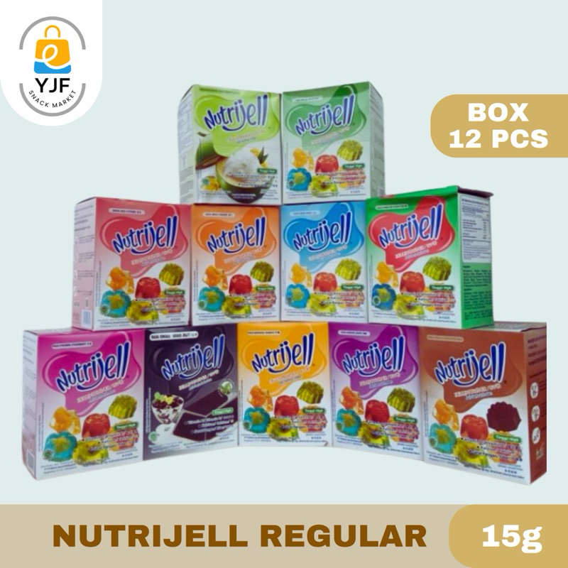 

Nutrijell Agar Rasa REGULAR 15g/30g BOX isi 12PCS / Agar Agar Jelly Puding Nutrijell BOX