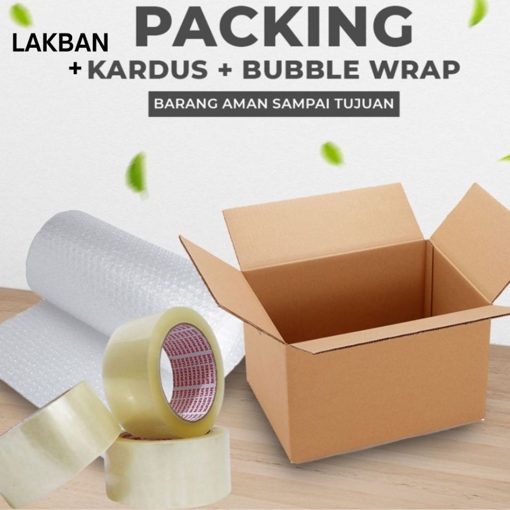 

Packing Tambahan Bubble Wrap Kardus Lakban Perlindungan Paket