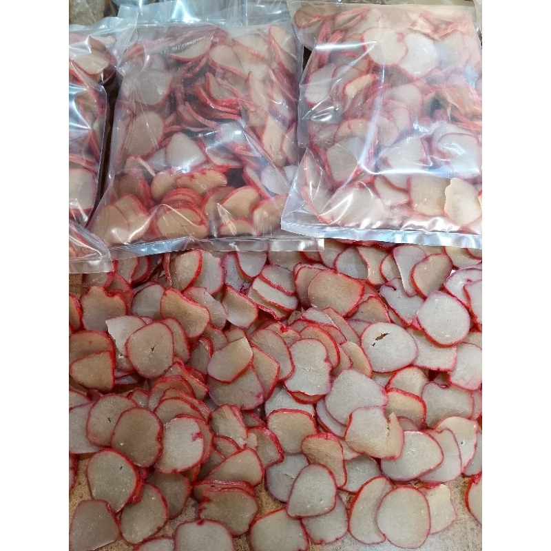 

kerupuk ikan tenggiri mentah les merah-kecil