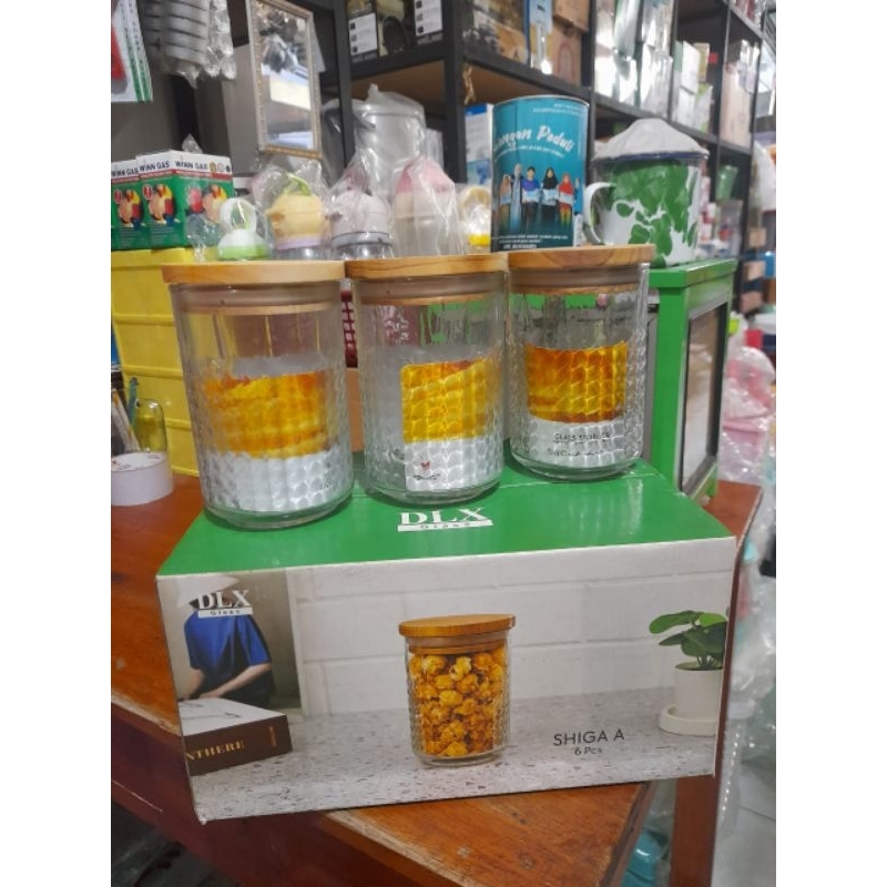 Toples kue lebaran/toples kue lebaran bahan kaca model terbaru/toples kue Shiga A isi 6 pcs