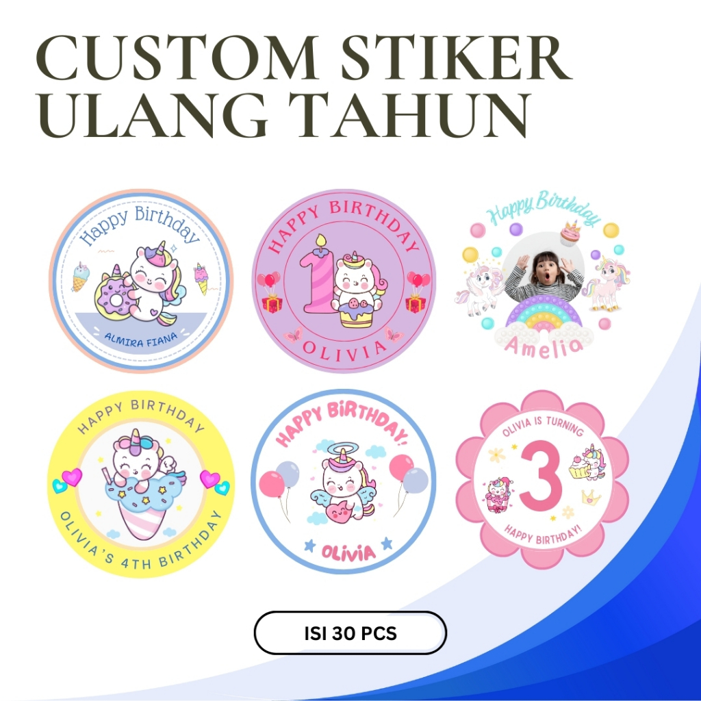 

Stiker Birthday Ultah Sticker Ulang Tahun Birthday Label Custom Nama LOGIA STUDIOS