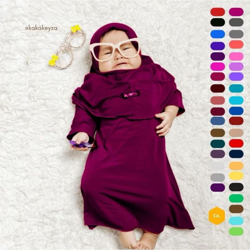 Gamis Bayi Set Hijab Usia 0 - 1 Tahun Ori