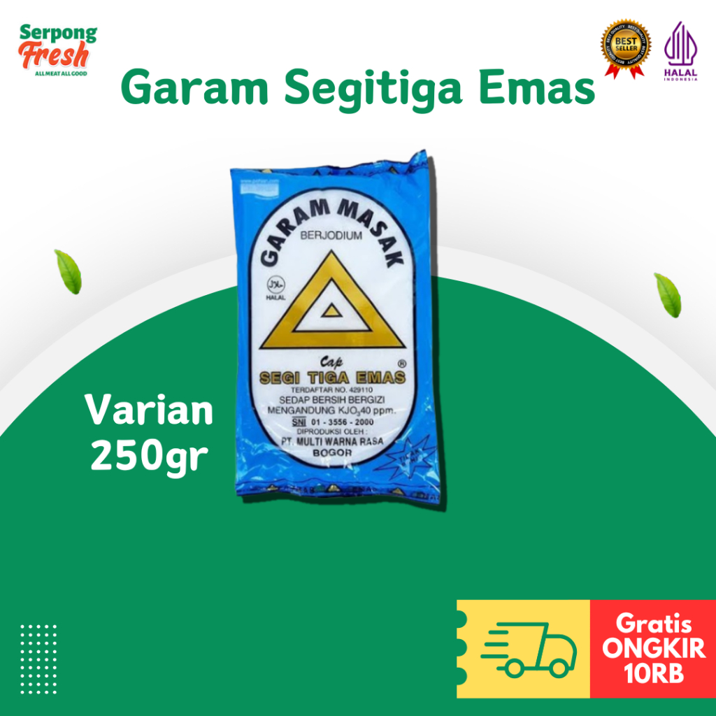 

Garam Cap Segi Tiga Emas 250 gr Garam Halus Dapur Masak