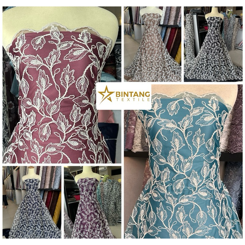 Kain brokat tile PRADA premium Tasya / bahan gamis kebaya tunik atasan