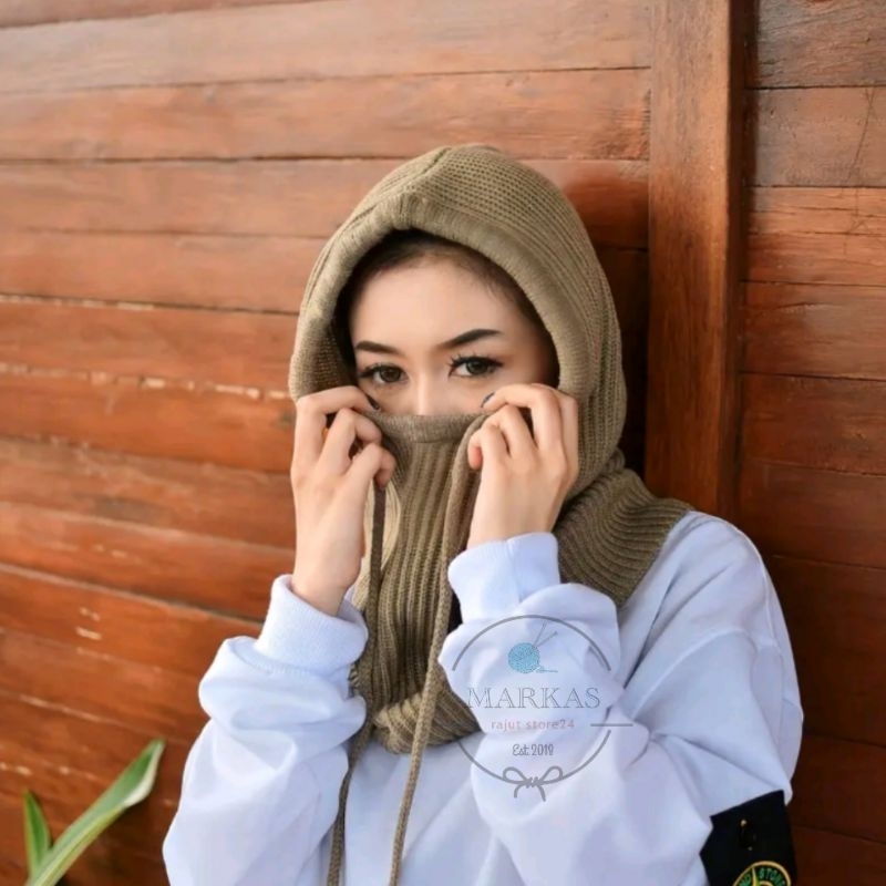 KERDUNG HIJAB KUPLUK  BALACLAVA RAJUT ISTAN WANITA KOREA STYLE