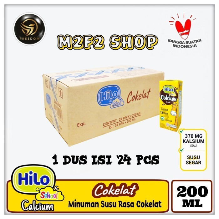 HiLo School Calcium Chocolate Milk | Susu Kalsium Rasa Cokelat Kotak UHT - 200 ml (Kemasan Karton)